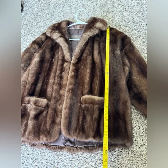 Vintage Fabrizio Classic MINK fur Jacket Brown Medium Coat - Picture 11 of 12